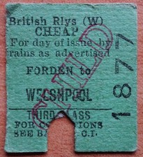 Railway ticket forden for sale  MARKET DRAYTON