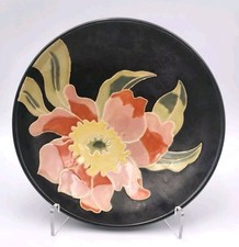 Tigela de exibição arte cerâmica Moorecroft preto pintado à mão esmalte floral 12" comprar usado  Enviando para Brazil