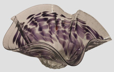 Tigela decorativa artista acrílico plástico rígido roxo transparente resina ondulada assinada 1994 comprar usado  Enviando para Brazil