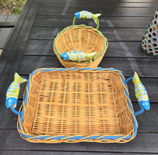 Conjunto de 2 cestas de vime tecidas à mão com alças de cerâmica para peixes tropicais Filipinas  comprar usado  Enviando para Brazil