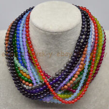 Lotes 4mm 6mm multicolorido liso pedra preciosa jade contas redondas colar fecho prata comprar usado  Enviando para Brazil