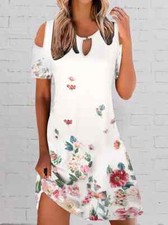 Estampa Floral Vestido de ombro frio, gola careca casual Vestido de todos os dias para o verão & comprar usado  Enviando para Brazil