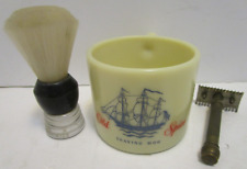 GILLETTE VINTAGE 3 PEÇAS. CANECA DE BARBEAR RAZOR OLD SPICE E ESCOVA DE BARBEAR RITE feita, usado comprar usado  Enviando para Brazil