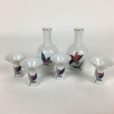 Usado, Conjunto de copos de garrafa de saquê de porcelana japonesa vintage Guinomi Sakezuki Tokkuri branco TS326 comprar usado  Enviando para Brazil