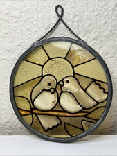 Vitral apanhador de sol vintage Chickadees Love Birds linda borda de estanho 4” comprar usado  Enviando para Brazil