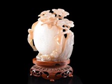 Y1866: XF pedra chinesa jade/jóias ágata pinho ornamentos objeto obra de arte com bandeja comprar usado  Enviando para Brazil