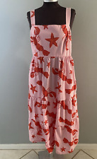 Vestido sem mangas J Crew Lobster & Star Fish rosa e laranja tamanho 14 comprar usado  Enviando para Brazil