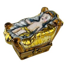 Rochard Limoges Jesus Nativity Peint caixa principal de bugigangas pintada à mão porcelana vintage comprar usado  Enviando para Brazil