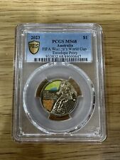 2023 Austrália FIFA Feminina Copa do Mundo Envelope Privy $1 Moeda PCGS MS68 Top Pop, usado comprar usado  Enviando para Brazil