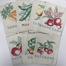Toalhas de cozinha vintage bordadas à mão 7 dias da semana comprar usado  Enviando para Brazil