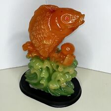 Estatueta de peixe Koi laranja água verde base preta 9,5" altura resina comprar usado  Enviando para Brazil