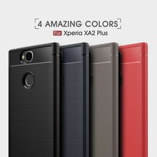 Housse etui coque silicone gel carbone pour Sony Xperia XA2 Plus + verre trempe na sprzedaż  Wysyłka do Poland