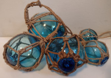 Bóias flutuantes de pesca vintage de vidro soprado à mão x 5 azul claro comprar usado  Enviando para Brazil