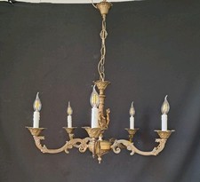  Candelabro de teto antigo de latão com luz pequena de cinco braços comprar usado  Enviando para Brazil