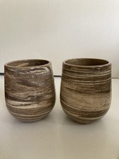 2 copos de vinho sem haste copos copos de cerâmica feitos à mão “Clay Path Studio” redemoinhados comprar usado  Enviando para Brazil