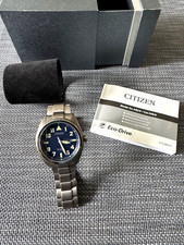 Relógio masculino Citizen Eco-Drive titânio mostrador azul escuro H460 caixa e manual, usado comprar usado  Enviando para Brazil