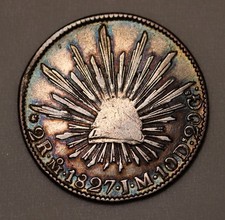 Moeda de prata 1827 Mo JM México 2 reais KM# 374,10 escassa comprar usado  Enviando para Brazil