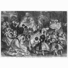 Festa infantil cena de Natal vitoriana - Estampa antiga 1865 comprar usado  Enviando para Brazil
