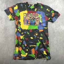 Camisa AOP Vintage Anos 80 90 Ponto Único Juventude M Mario Bros Pintura Espalhada *LEIA comprar usado  Enviando para Brazil