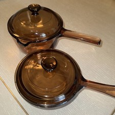 Panela de molho de vidro Corning Ware Vision Pyrex âmbar 1L e panela de 0,5L com tampas comprar usado  Enviando para Brazil