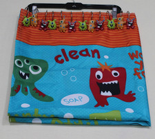 Cortina de chuveiro Jumping Beans Monster tecido 70 x 70 nunca usada com 12 ganchos comprar usado  Enviando para Brazil