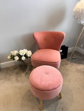 Pink velvet chair for sale  SOUTH CROYDON