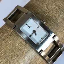 Relógio de quartzo CK Calvin Klein feminino K4111 retangular mostrador branco aço inoxidável 6 1/4" comprar usado  Enviando para Brazil