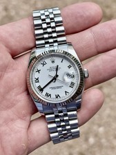 Rolex Datejust 36-Mostrador Branco Jubileu-Ouro Branco 18k Moldura Canelada-116234 Aço, usado comprar usado  Enviando para Brazil