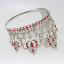 Coroa de tiara feminina de cristal pérola 12 cm de altura casamento rainha princesa ajustável, usado comprar usado  Enviando para Brazil