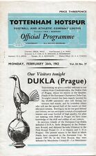 TOTTENHAM HOTSPUR V DULKA PRAGUE ~ COPA EUROPEIA 1/4 FINAL ~ 26 DE FEVEREIRO DE 1962 comprar usado  Enviando para Brazil