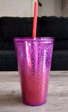 Copo frio Starbucks vermelho roxo ombre bolha copo com palha 16 oz comprar usado  Enviando para Brazil