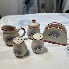 Conjunto de mesa 5 peças suporte para guardanapo desejos de inverno S/P tema boneco de neve creme e açúcar comprar usado  Enviando para Brazil