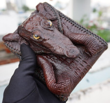 Carteira bifold masculina de couro genuíno marrom Croco Alliga luxo, usado comprar usado  Enviando para Brazil