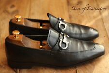 Sapatos Mocassim Salvatore Ferragamo Couro Preto Prata Bit Masculino Reino Unido 9 EUA 10 comprar usado  Enviando para Brazil