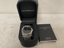 EMPORIO ARMANI AR0282 Relógio Redondo Masculino Feminino Pulseira de AÇO PRATA Mostrador PRETO comprar usado  Enviando para Brazil