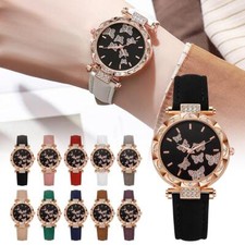 Relógio de pulso feminino Dancing Butterflies pulseira de couro ouro rosa comprar usado  Enviando para Brazil