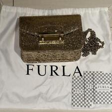 Bolsa de ombro FURLA Metropolis corrente glitter ouro feminina usada do Japão comprar usado  Enviando para Brazil