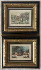 Juego De Colección De 2 Cuadros Enmarcados Currier & Ives “Seasons”. "Primavera e invierno 7"" x 6""" segunda mano  Embacar hacia Mexico