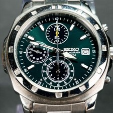 Relógio de pulso masculino Seiko cronógrafo mostrador verde SND411 (7T92-0CA0) comprar usado  Enviando para Brazil