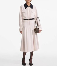 Vestido midi feminino autorretrato colarinho contrastante linha A manga lanterna comprar usado  Enviando para Brazil