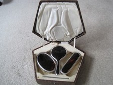 Conjunto de penteadeira de viagem prata e falsa concha de tartaruga 4 peças Birm 1926 comprar usado  Enviando para Brazil