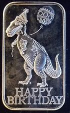 Barra de arte feliz aniversário dinossauro tiranossauro T-Rex vintage rara-999 prata 1 onça, usado comprar usado  Enviando para Brazil