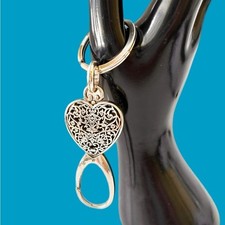 Elegante chaveiro/bolsa de coração dourado fob.  Banhado a prata comprar usado  Enviando para Brazil