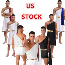 Fantasia de Halloween masculina antiga romana grega toga um ombro acabamento dourado comprar usado  Enviando para Brazil