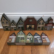 Lote de 11 mini casa de arte popular pintada vila bloco de madeira primitivo comprar usado  Enviando para Brazil