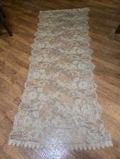 Corredor de mesa de renda bege antigo 25" X 64" comprar usado  Enviando para Brazil