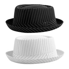 Chapéu Fedora Masculino Manhattan Estruturado Gangster Trilby Aba Curta Listrado Boné Jazz, usado comprar usado  Enviando para Brazil