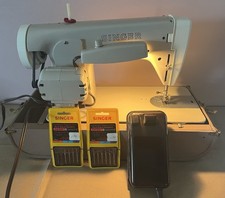 Antigo Máquina de costura portátil Singer 293 B ponto reto feita na França com estojo, usado comprar usado  Enviando para Brazil