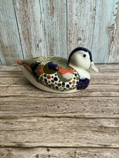 Estatueta vintage de pato pato pato pato pato cerâmica assinada pintada à mão dourada no Zimbábue comprar usado  Enviando para Brazil