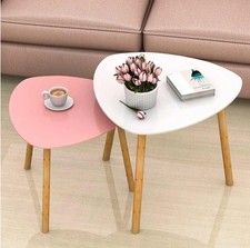 Conjunto moderno de mesas de centro rosa e branco com pernas de bambu , usado comprar usado  Enviando para Brazil